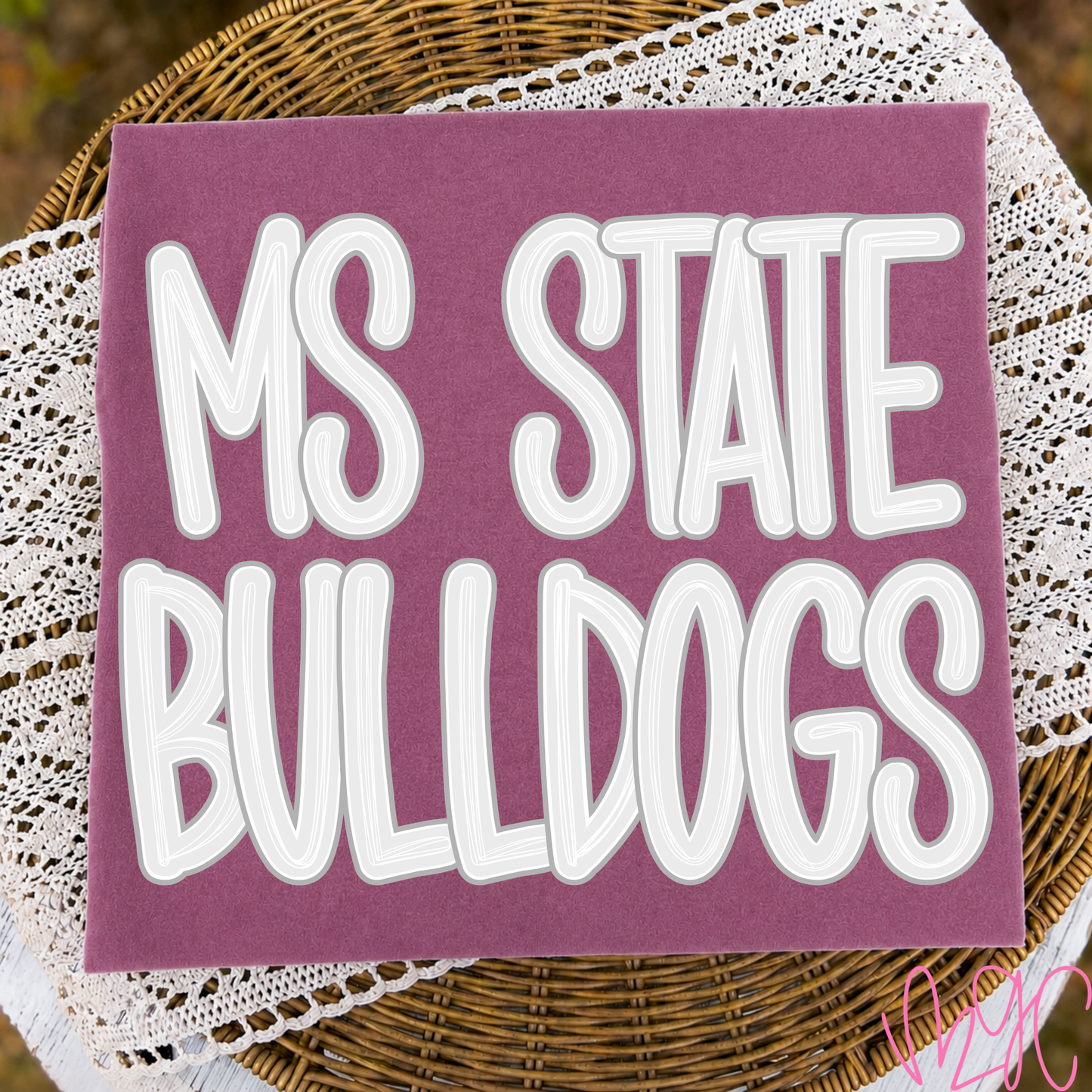 Outline Bubble-MS State Bulldogs (Grey) Tee