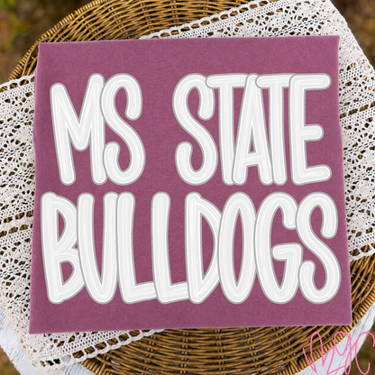 Outline Bubble-MS State Bulldogs (Grey) Tee