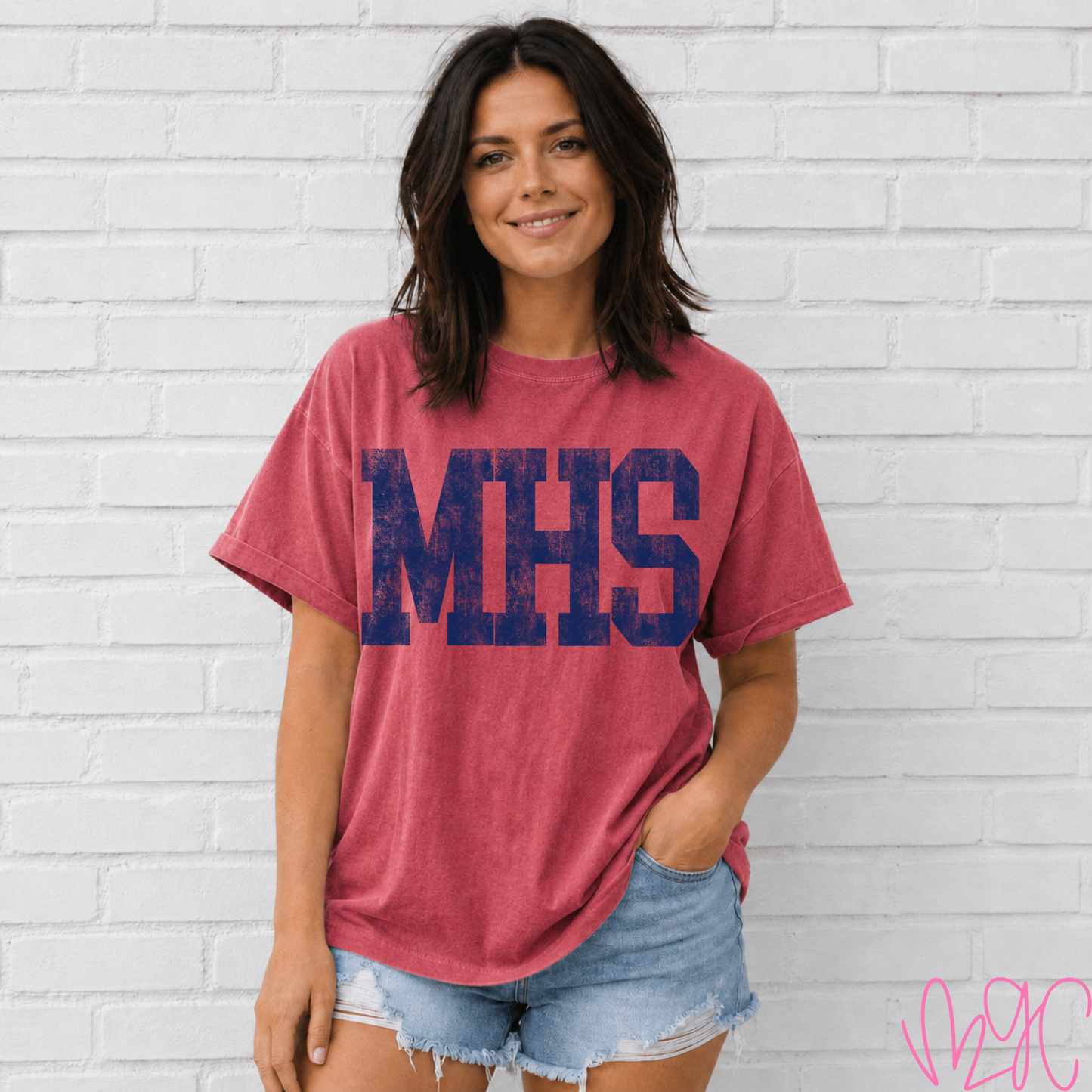 Distressed MHS Tee (Navy)