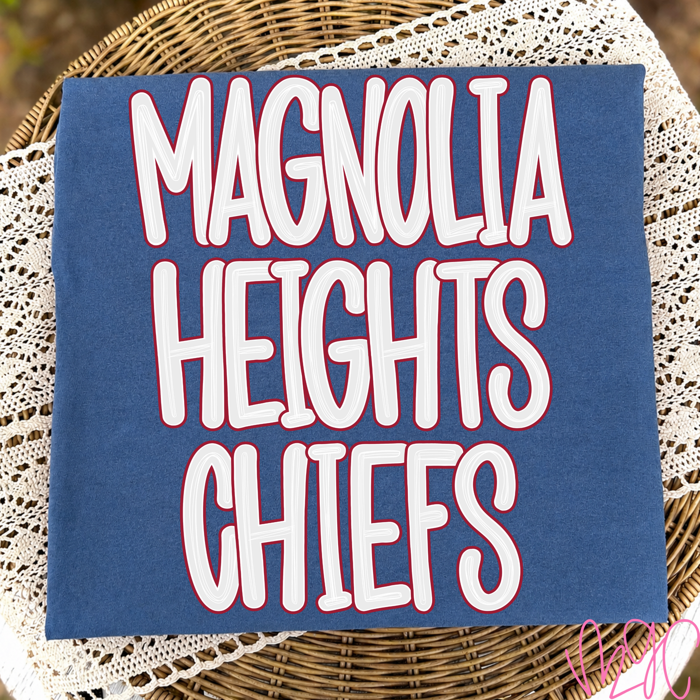 Outline Bubble-Magnolia Heights Chiefs (Crimson) Tee