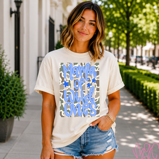 Mama Of Wild Ones-Blue Tee