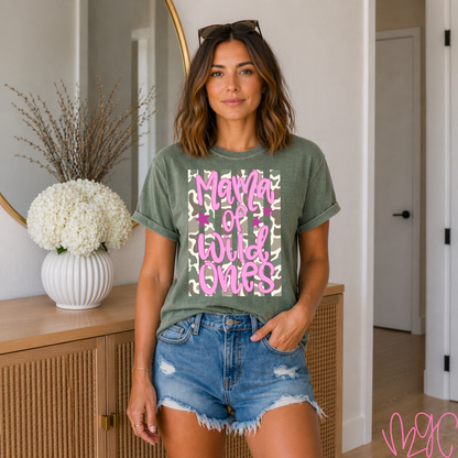 Mama Of Wild Ones-Pink Tee