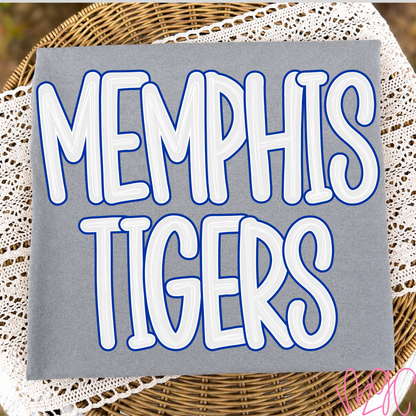 Outline Bubble-Memphis Tigers (Royal) Tee
