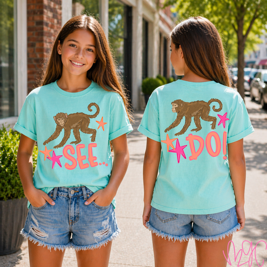 Monkey See (Coral) Tee
