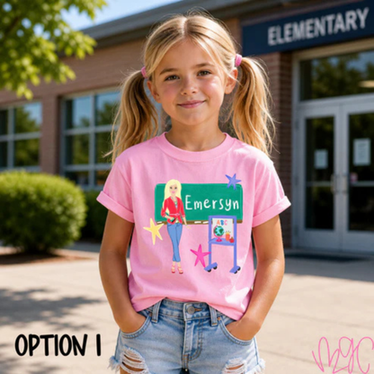 Barbie Chalkboard Name Tee