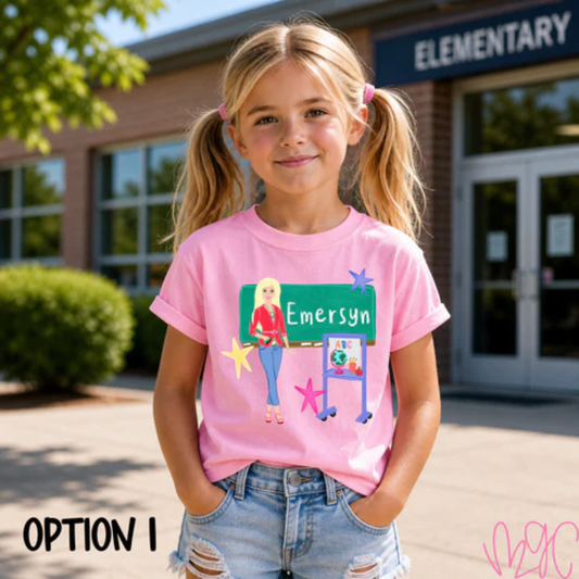 Barbie Chalkboard Name Tee