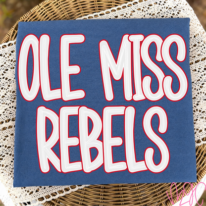 Outline Bubble-Ole Miss Rebels (Red) Tee