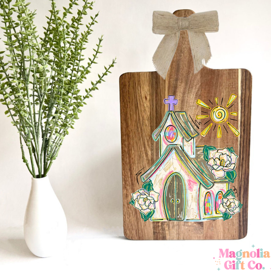 Painted Church Cutting Board