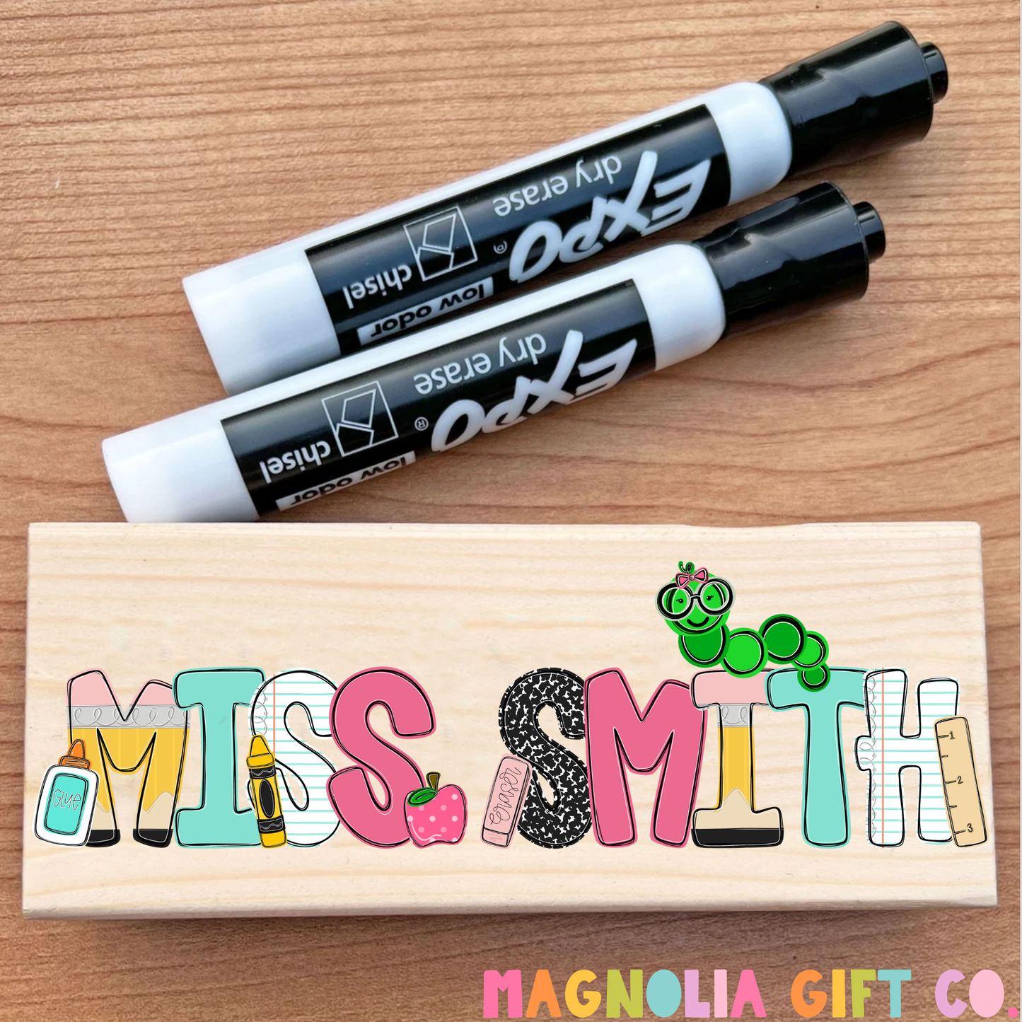 Pastel Alpha Custom Name Dry Board Eraser