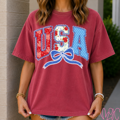 Patterned USA Tee