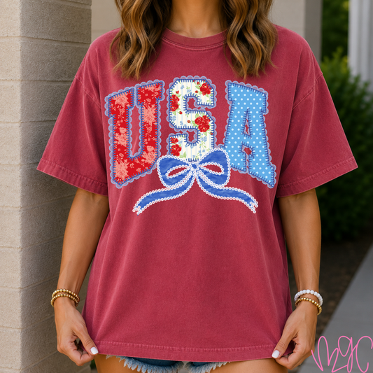 Patterned USA Tee