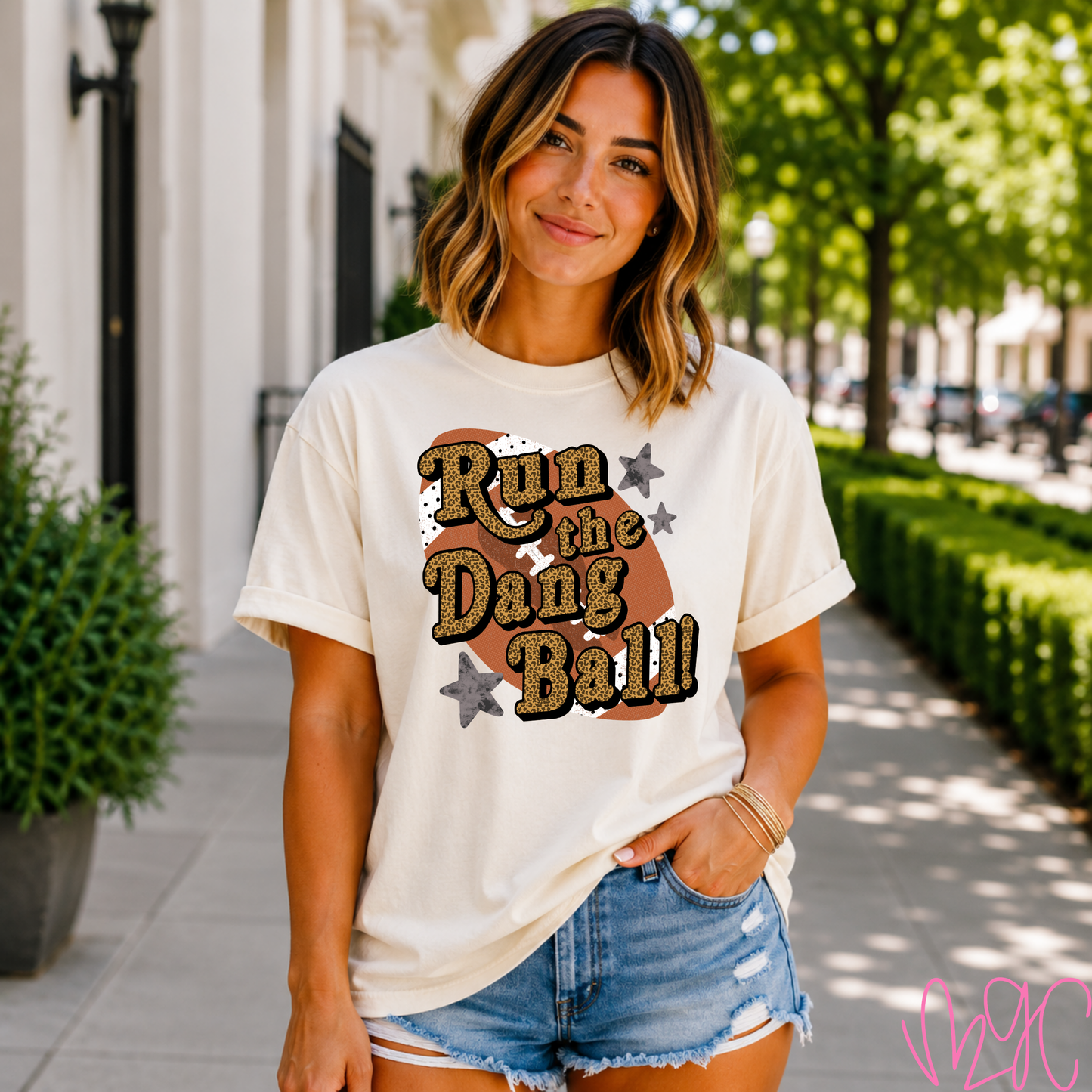 Run The Dang Ball-Leopard Tee