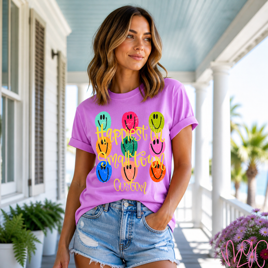 Happiness In Small Town Custom Tee