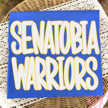 Outline Bubble-Senatobia Warriors (Gold) Tee
