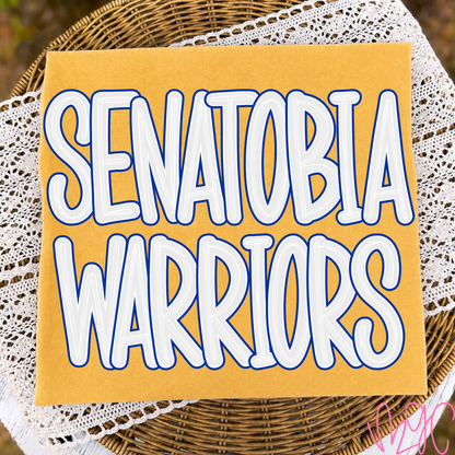 Outline Bubble-Senatobia Warriors (Royal) Tee