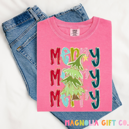 Stacked Merry Tree Tee