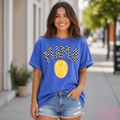 Smiley Checkered Mama Tee