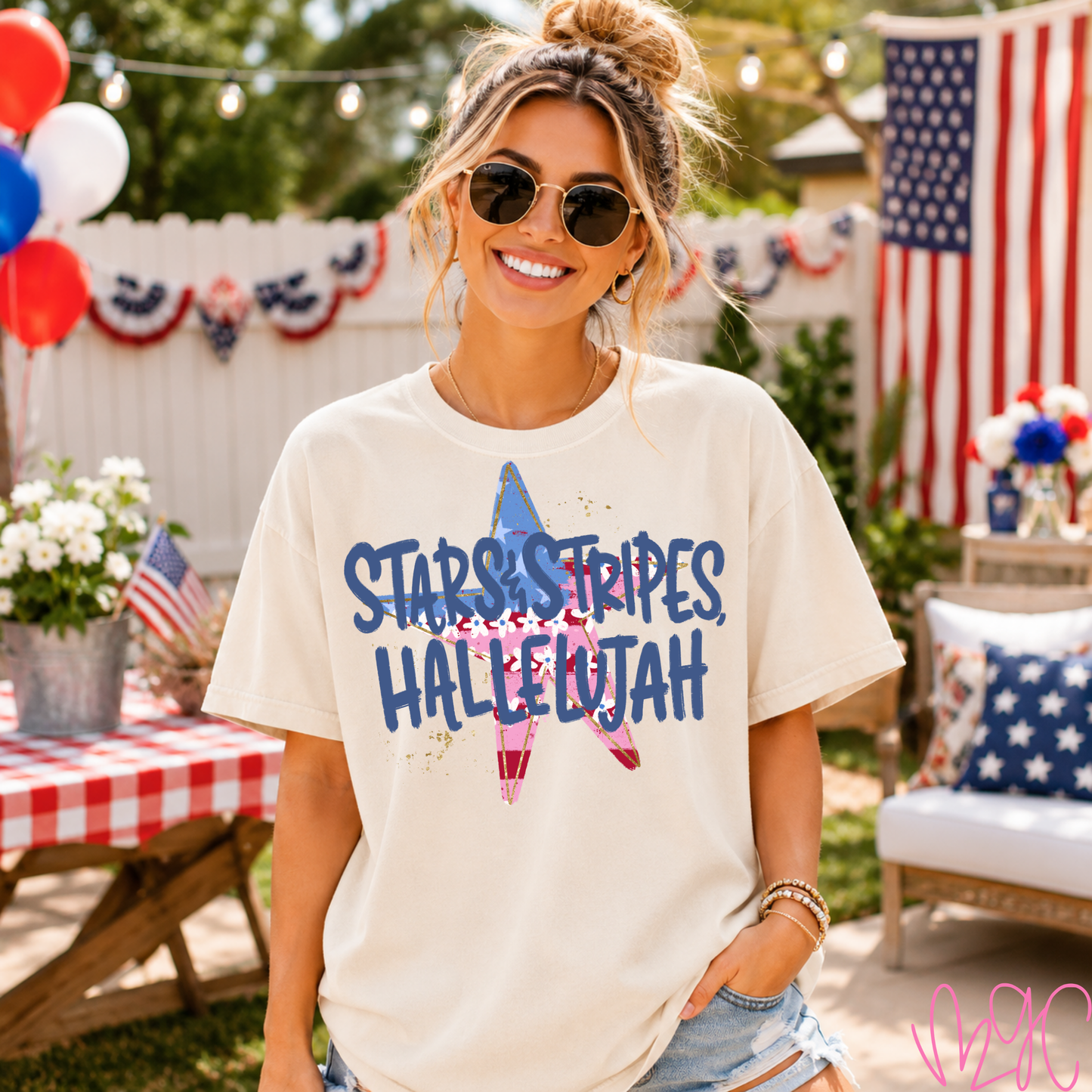 Stars & Stripes-Hallelujah (Navy) Tee