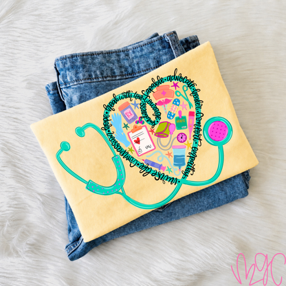 Stethescope Doodles Tee