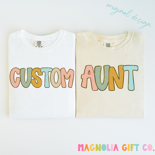 Pastel Retro Family Title Tee