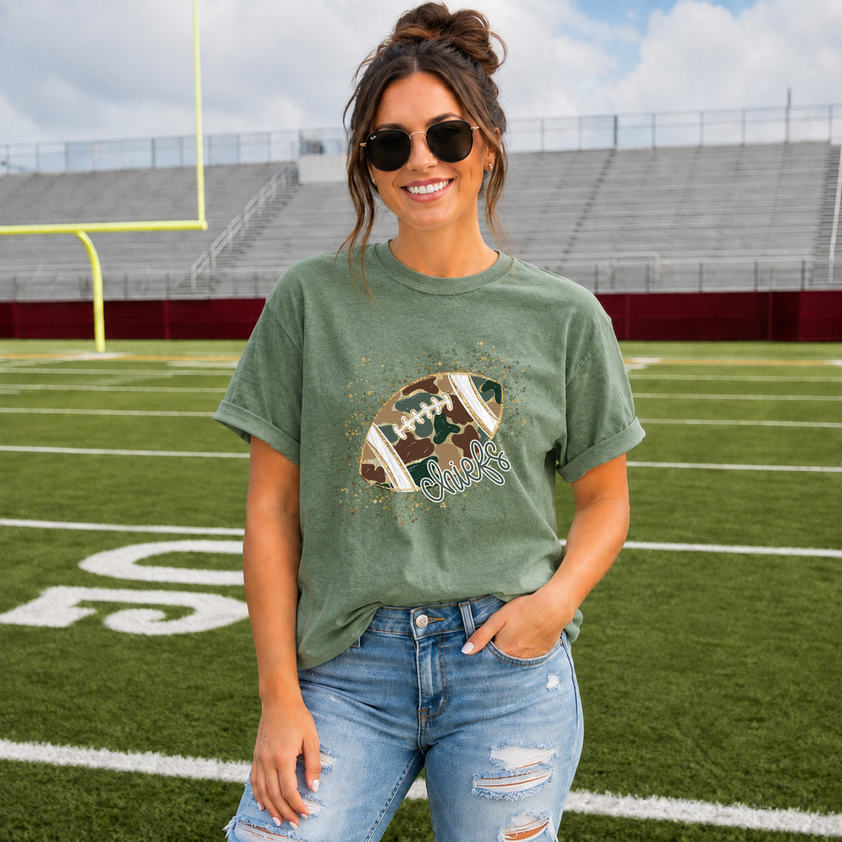 Camo Confetti Football-Chiefs Tee