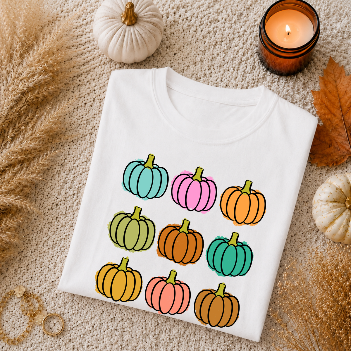 Stacked Colorful Pumpkins Tee