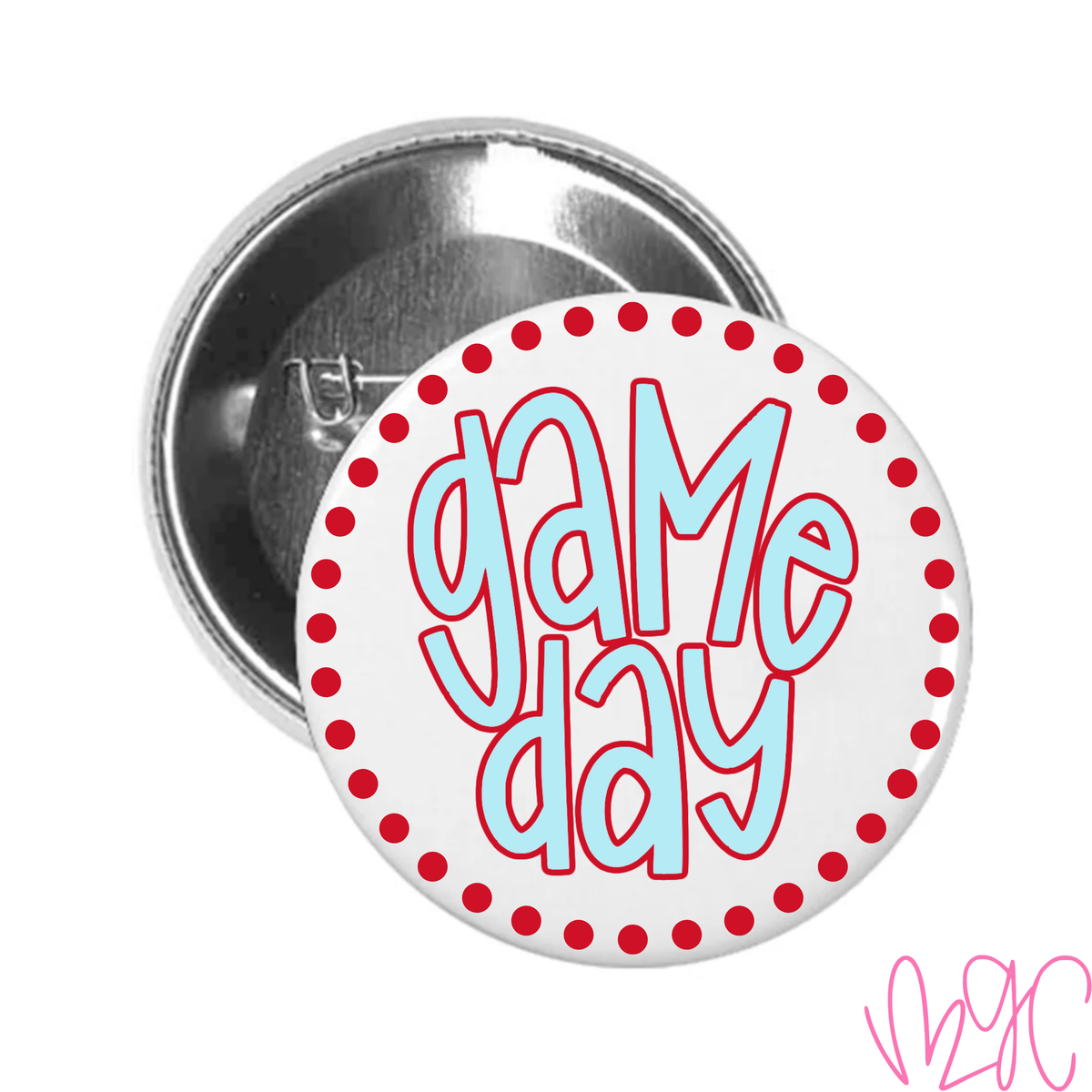 Dotted Game Day-Powder Blue+Red