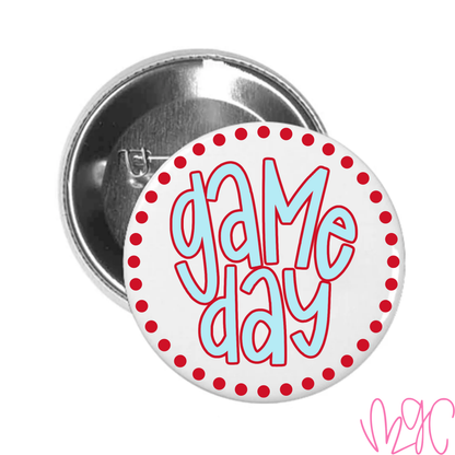 Dotted Game Day-Powder Blue+Red