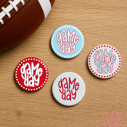 Dotted Game Day-Powder Blue+Red