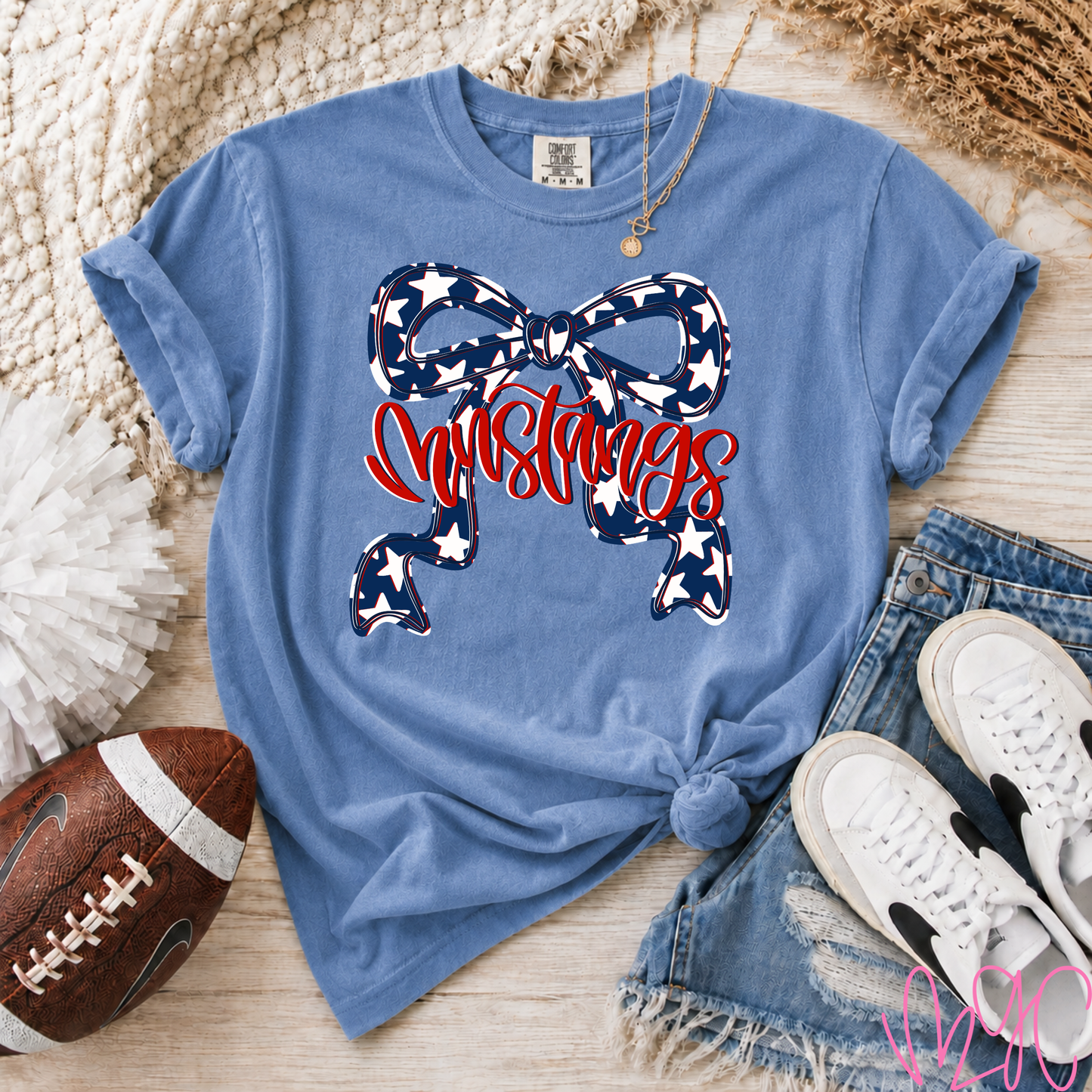 Starry Bow Mascot Tee (Mustangs)