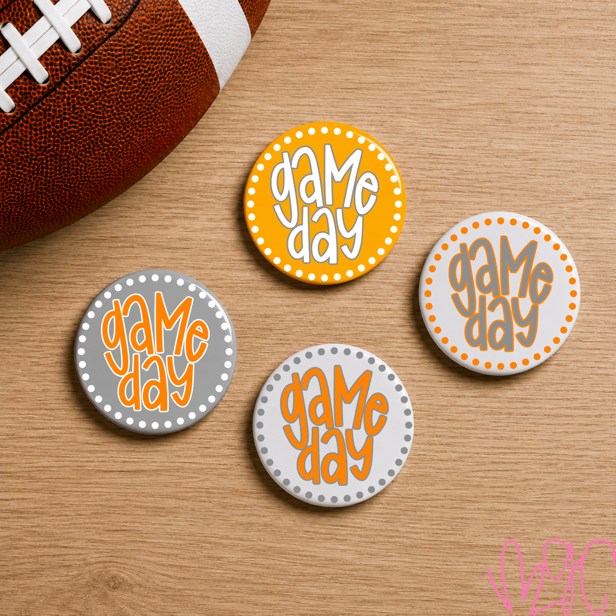 Dotted Game Day-Orange+Grey